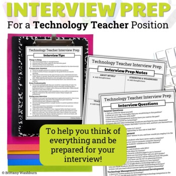Preview of Interview Prep for a Technology Teacher Position