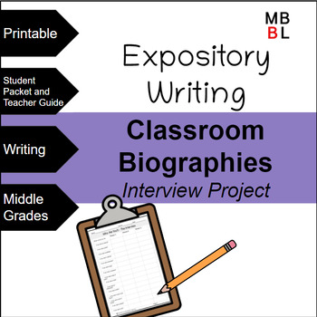 Preview of Interview Project - Grades 6-8-Biographies-Writing and Presenting - End of Year