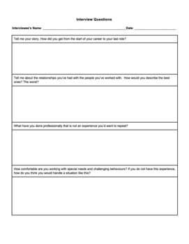 Preview of Interview Questions Template