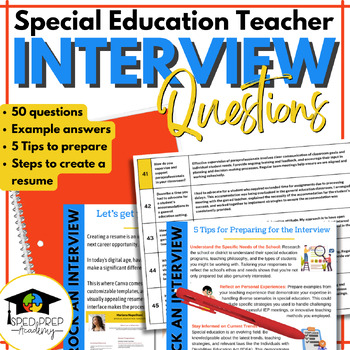 Preview of Interview Questions for Special Ed Teachers | Create a Resume
