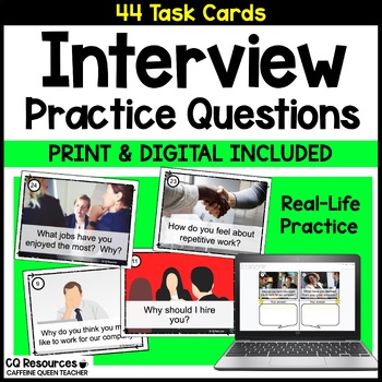Preview of Career Exploration and Job Interview Practice Questions Activity for High School
