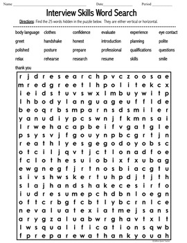 Career Readiness Interview Word Search by Caffeine Queen ...