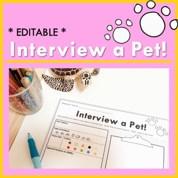 Preview of Interview a Pet Activity Worksheet and Teaching Guide