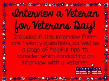 Preview of Interview a Veteran for Veterans Day, Memorial Day, DISTANCE LEARNING