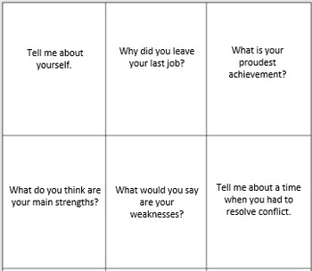 Preview of Interview questions (quiz cards)