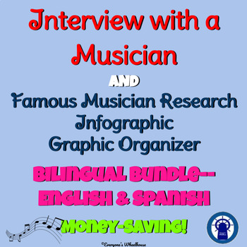 Preview of Interview with a Musician Project & Research Graphic Organizer Bilingual Bundle
