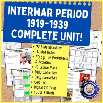 Preview of Interwar Period 1919-1939 COMPLETE UNIT Lessons, Slides, Activities, and Test!