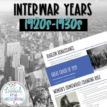 Preview of Interwar Years 1920s-1930s Presentation with Cloze Notes [Editable]