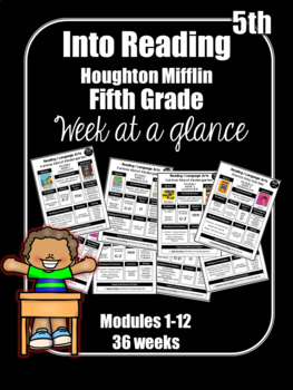 Preview of Into Reading Fifth Grade Week at a Glance Houghton Mifflin Harcourt HMH