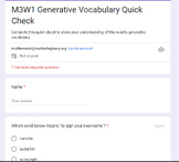 Into Reading Module 3 Week 1 Generative Vocabulary Quick Check