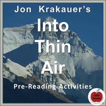 Preview of Into Thin Air by Jon Krakauer--Pre-Reading Activities
