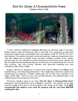 Preview of Into the Abyss- Hydrothermal Vents and Chemosynthesis