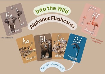 Preview of Into the Wild Alphabet Flash Cards (Australian Standard Font)