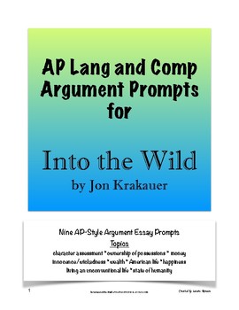 Preview of Into the Wild Argument Prompts | AP Lang | PDF & Digital