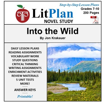 Preview of Into the Wild LitPlan Novel Study Unit, Activities, Questions, Test