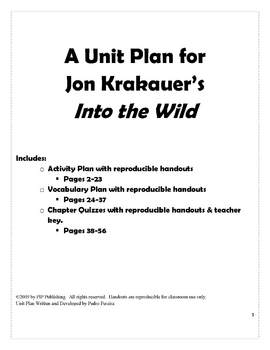 Preview of Into the Wild Unit Plan - Activities/quizzes/vocabulary work