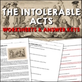 Intolerable Acts Colonial America Reading Worksheets and A