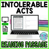 Intolerable Acts DIGITAL Reading Passage & Questions Self Grading