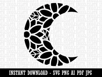 Moon Clipart Black and White Moon PNG Instant (Instant Download