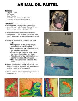 Intro To Art Lesson - ANIMAL OIL PASTEL - Directions & Samples | TPT