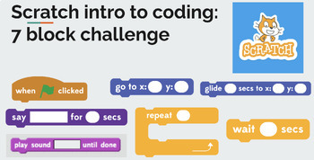 Preview of Intro To Scratch: 7 Block Partner Coding Challenge (great for Hour of Code!)