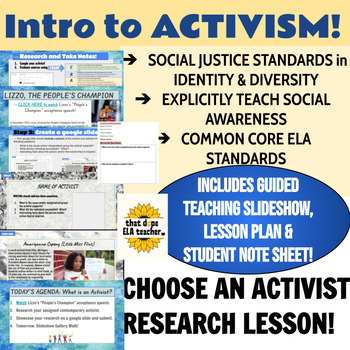 Preview of Intro to ACTIVISM lesson plan, slideshow & worksheet READY 2 GO!