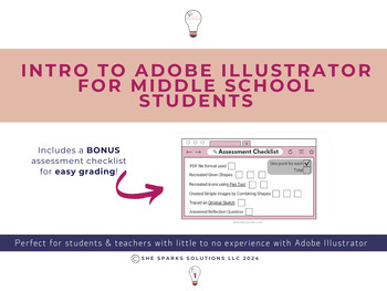 Preview of Intro to Adobe Illustrator 4 part lesson for middle school students |6th 7th 8th