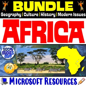 Preview of Intro to Africa Unit BUNDLE | Geography Culture History Modern Issue | Microsoft