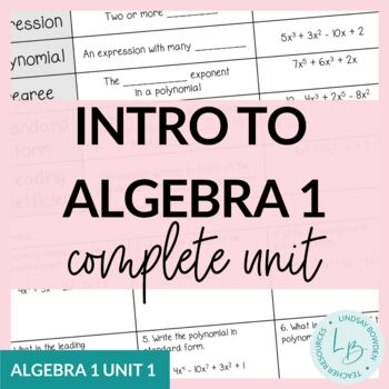 Preview of Intro to Algebra Unit Bundle (Algebra 1 Unit 1)