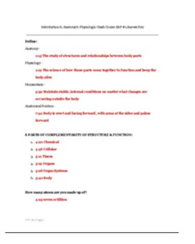 Intro to Anatomy Physiology: Crash Course A P #1 Worksheet Answer Key