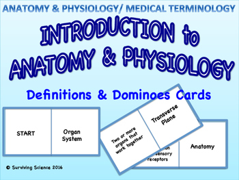 Preview of Intro to Anatomy & Physiology/ Medical Terminology Domino Cards Game