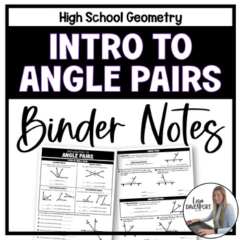 Preview of Intro to Angle Pairs - Binder Notes for Geometry