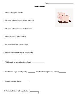 Preview of Animal Science- Swine Assignment