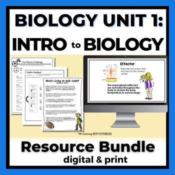 Preview of Intro to Biology Bundle.  Homeostasis, Hypothesis, Characteristics of Life...