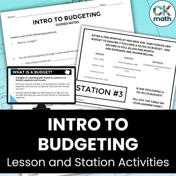 Preview of Intro to Budgeting - Financial Literacy Lesson and Practice Stations Activities