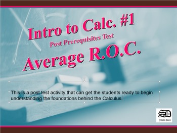 Preview of Intro. to Calc. #1 (Average Rate of Change)