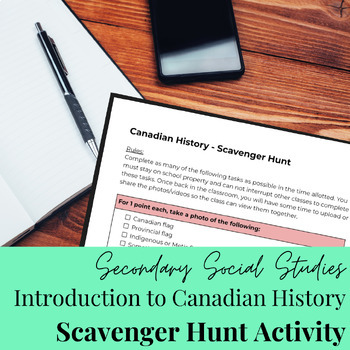 Preview of Intro to Canadian History: Scavenger Hunt Activity