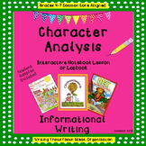 Character Analysis Interactive Notebook Lesson or Lapbook