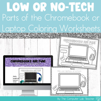 Preview of Intro to Chromebooks and Laptops Coloring Worksheets with Digital Version