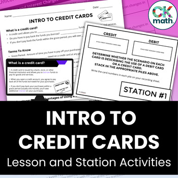 Preview of Intro to Credit Cards Lesson - Credit vs Debit, Interest, Credit Scores & More!