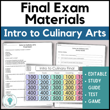 Preview of Intro to Culinary Arts Final Exam Materials - Test, Study Guide, Review Game