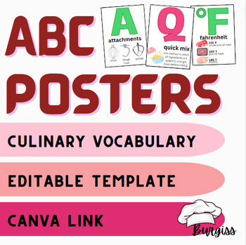 Preview of Intro to Culinary/FACS | Culinary ABC Posters *CANVA*