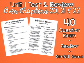 Preview of Intro to Culinary Test over Chapters 20, 21, & 22 + Review & Answers