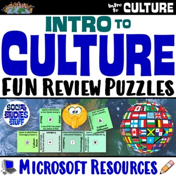 Preview of Intro to Cultures and Cultural Traits Review Puzzles and Unit Quiz | Microsoft