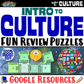 Preview of Intro to Culture and Cultural Traits Vocab Review Puzzles and Unit Quiz | Google