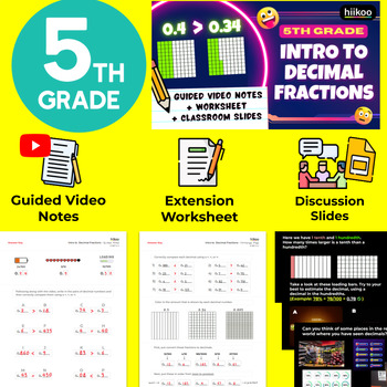 Preview of 5.NBT.A.3 | Intro to Decimals - Activity Bundle with Video Lesson