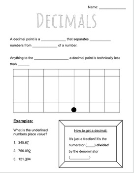 Preview of Intro to Decimals Bundle