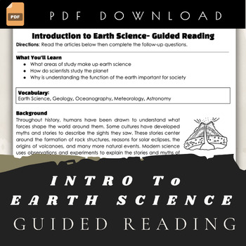 Preview of Intro to Earth Science + Scientific Method Guided Reading