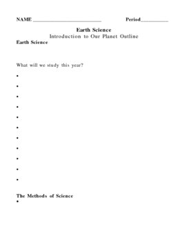 Preview of Intro to Earth Science and Scientific Method Notes Outline Lesson Plan