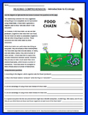 Intro to Ecology Reading Comprehension Worksheet